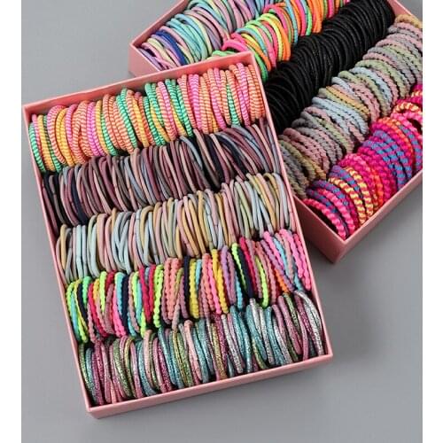 New 100pcs/lot Hair bands Girl Candy Color Elastic Rubber Band Hair band Child Baby Headband Scrunchie Hair Accessories for hair