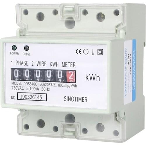 5 (100) A 230VAC 50 / 60Hz Single Phase Analog Power Meter Electric Power Meter Household Electric Din Rail
