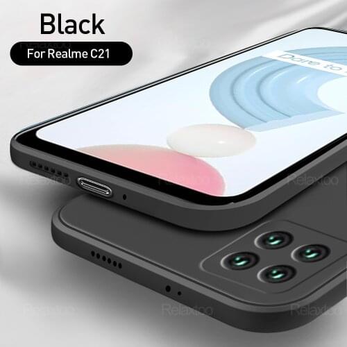 Original Square Liquid Soft Silicone Phone Covers For Realme C 11 21 Realmi C21 C11 2021 C12 C25 C15 2020 Case Shockproof Coque