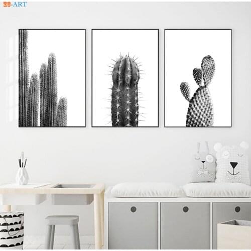 Black and White Cactus Posters and Prints Desert Plant Canvas Painting Wall Art Wall Picture Nordic Decoration Home Office Decor