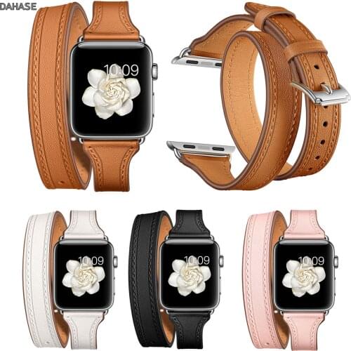 Long Genuine Leather Band For Apple Watch iWatch Series 4 3 2 1 40mm 44mm 38mm 42mm Double Tour Bracelet Strap For Apple Watch