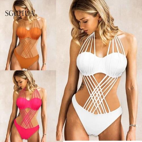 Sexy Bikinis Solid Push Up Bikini 2020 Hot Sale Padded Straps Bandage High Waist Swimsuit Female Swimwear Women Biquini