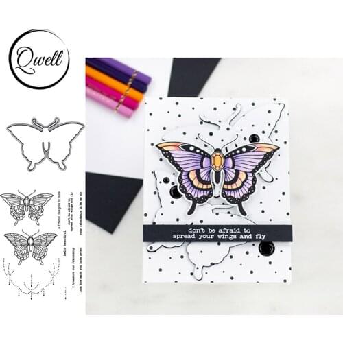 QWELL Cutting Dies With Clear Stamps Set 3D Butterflies Friends Tattoo DIY Scrapbooking Making Template 2020 Die Cut Hot Sale