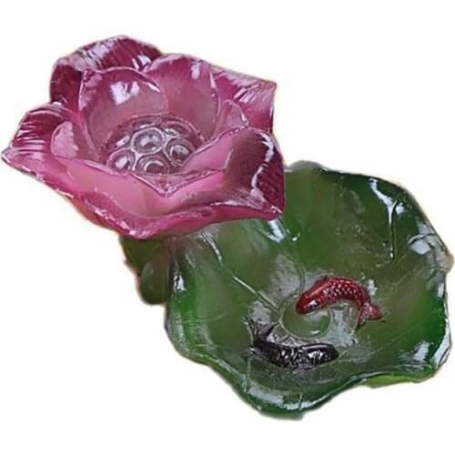 Chinese handicrafts Discoloration Lotus Statue Tea Pet,Resin Color-Changing Lucky flower Figurine,Feng Shui Home Ornaments,Tea