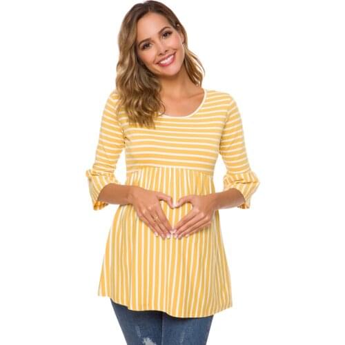 Tunic Tops Women Tee Shirt Maternity Clothes Ruffles Plus Size Tees T-shirt Pregnancy Tee Loose Casual Womens Clothing Summer
