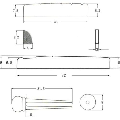 1 Set Of Universal Acoustic Guitar Bridge Pins Nail Nut Saddle Tool Kit