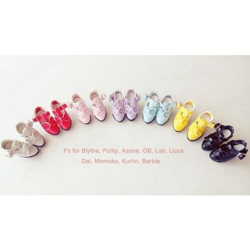 1 Pair Lovely Lolita Style Bowknot High-heeled Doll Shoes for Blyth Pullip Azone OB Licca Barbies Momoko Dolls Accessories