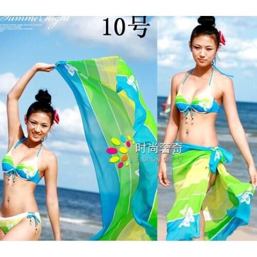 10pcs womens Chiffon Swim Wear/Beach scarves/Swimwear/Bikinis/Colorful random/Mix order free shipping