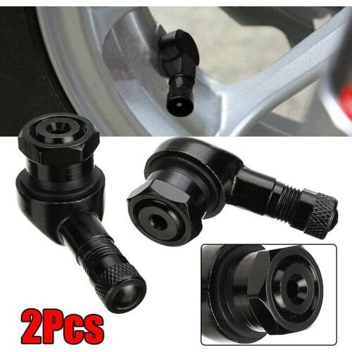 2Pcs Motorcycle Aluminum 90 Degree Angle Motorbike Wheel Tire Stem Tubeless Valve Cap Replacement Accessories