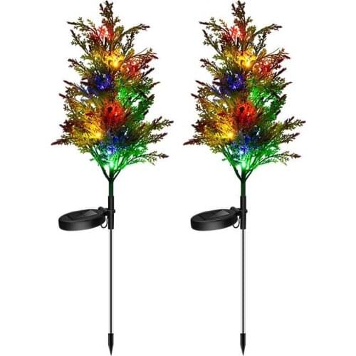 2 pcs Solar Christmas Decoration Light Led Christmas Tree Ground Plugged Light Outdoor Courtyard Garden Lawn christmas lights