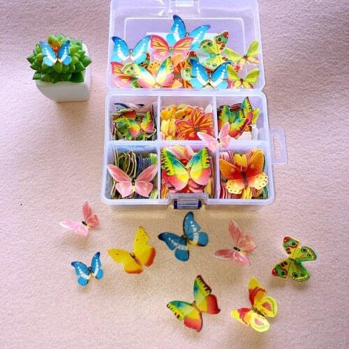 20/100/200pcs Mixed Butterfly flowers Edible Glutinous Wafer Rice Paper Cake Cupcake Toppers Decor Birthday Wedding Cake Tool