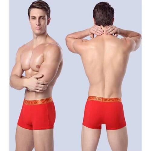 3pcs Mens Panties Cotton Wedding Big Red Pure Cotton Boxer Red Panties Sexy Fashion Design Exotic Clothing