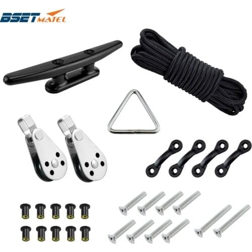 30ft Rope Water Sports Kayak Accessories Canoe Anchor Trolley Kits System Pulleys Cleats Pad Eyes Well Nuts Screws Boats Deck