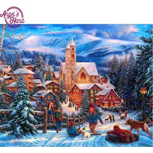 5D Diamond Painting Diy Snow Town Diamond Embroidery Full Square Diamond Mosaic Cross Stitch Needlework