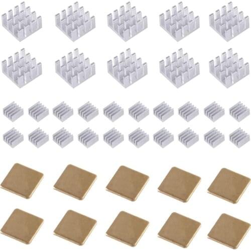 40pcs Raspberry Pi Aluminum Heatsink for Raspberry Pi 4 3 B 2 Model B+ Copper heatsink 3M 8810 Thermal Conductive Adhesive Tape