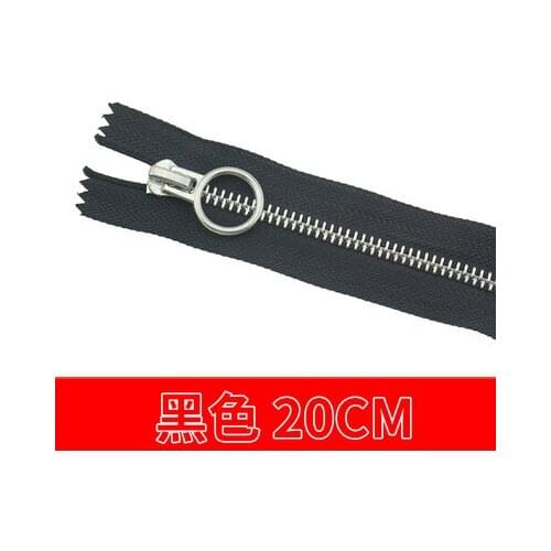Free shipping 10pcs/lot 20cm black zipper 5# Metal zipper Round zipper head clothing trousers zipper accessories