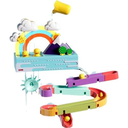 Baby Bath Toys Electric Light Up Rainbow Shower Pipeline Yellow Ducks Slide Tracks Bathroom Educational Water Game Toy for Kids