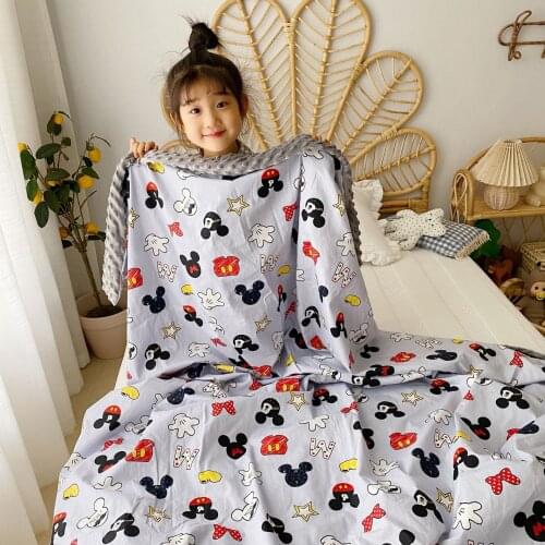 Disney Mickey Minnie Beanie Blanket Ins Baby cover Baby Cartoon Cotton Hug Peas Blanket Newborn Children Kid Comfort Nursery Nap