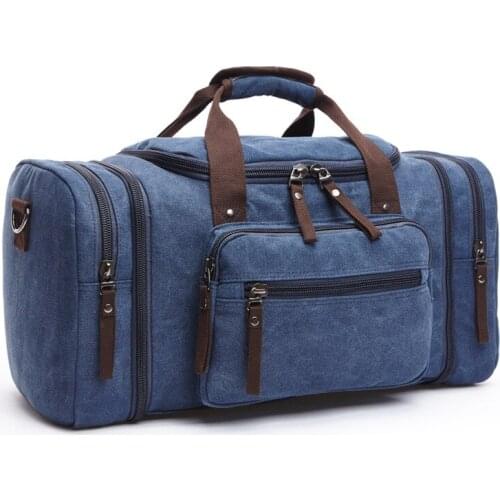 Men Travel Bag Large Capacity Utility Weekend Duffel Bag Canvas Multifunction Leather Bags Carry On Luggage Bag Men Tote