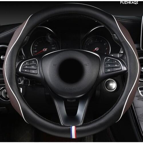 FUZHKAQI Leather Car Steering Wheel Cover For Renaults Duster Megane 2 3 koleos Logan sandero Scenic 2