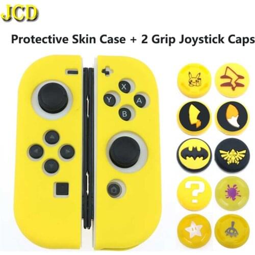 JCD For Nintend Switch JoyCon Soft Silicone Protective Skin Case + 2 Grip Joystick Cap For Switch NS NX Joy-Con Controller Cover