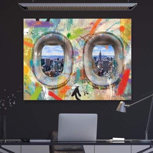 Graffiti Plane Canvas Paintings New York City Posters and Prints Wall Art Pictures for Living Room Home Wall Decoration Cuadros