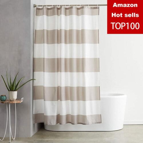 180x180 modern stripe Polyester Fabric Shower Curtain Mildew Resistant Soft Bath Waterproof Fresh Bathroom Partition Curtains