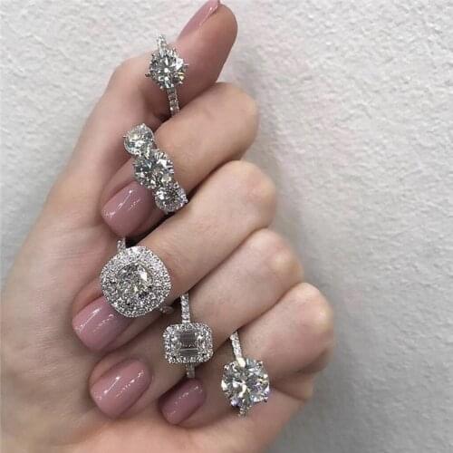 Fashion Rings For Women S925 Silver Bridal Wedding Fine Jewelry Diamond Promise Engagement Ring Accessories Drop Shipping