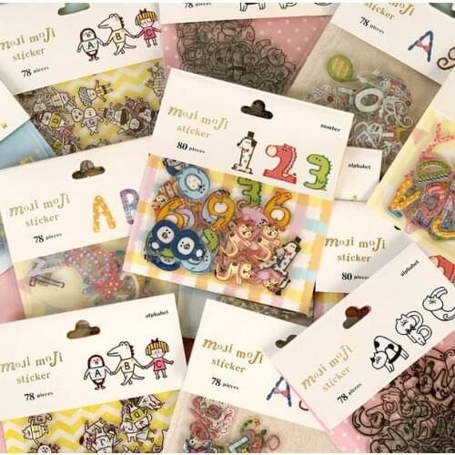 78pcs/pack Numbers Alphabets Sticker Words Recognition Cartoon Patterns Letters Growth Diary Scrapbooking Transparent Stickers