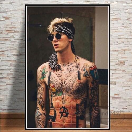 Machine Gun Poster And Prints Rapper Hip Hop Music Singer Star Wall Art Canvas Pictures For Living Room Home Decor