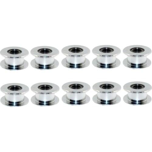 10PCS 2GT Aluminum Timing Belt Idler Pulley, GT2 5mm Hole 6mm Wide, no Teeth, Used for 3D Printer Timing Belt