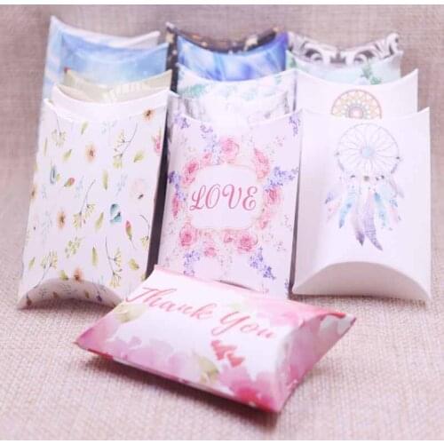 2019 New FeiLuanCustom 10pcs paper gift box candy favor packing pillow box brown/black color gift packing & display box