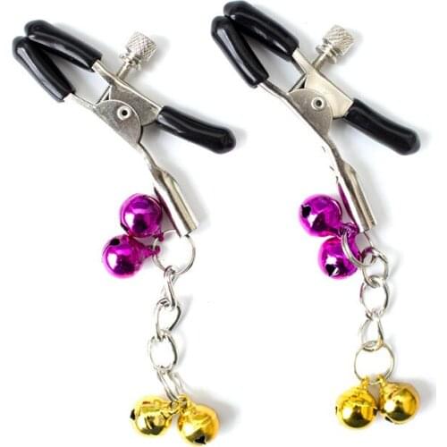 Pair bell nipple clamps shaking stimulate milk for men female breast clitoris clip massage Night Lover Game sex toys