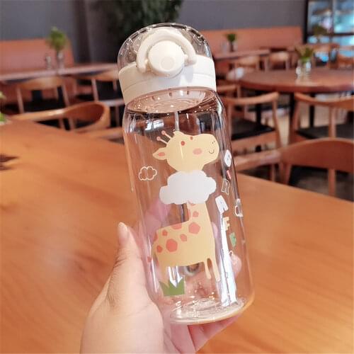 450ml PP Plastic Portable Water Bottles for Drinking Cartoon Deer Dinosaur Tea Mug Deer Outdoor Sport Camping Gym Supplies