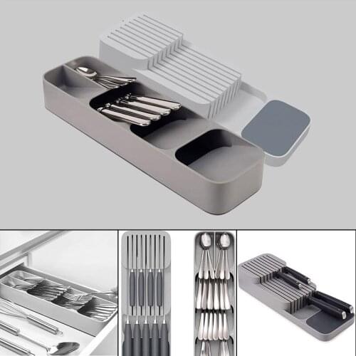 Cutlery Storage Tray Knife Holder Tableware Organizer Spoon Fork Storage Box Plastic Container Tool Holder Storage