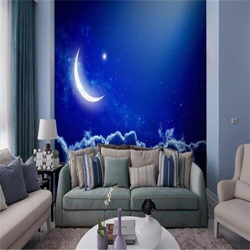 Beibehang custom wallpapers 3D stereo living room sofa bedroom TV star sky earth moon murals decoration papel de parede adesivo