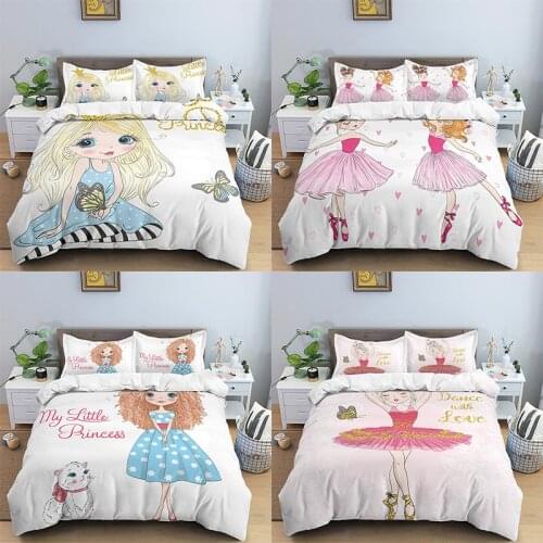 Girl Pattern Bedding Set Ballet Duvet Cover Pillowcase Quilt Cover Queen King Bedding Comforter Cover