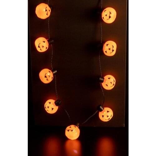 Halloween Pumpkin Lantern Lamp Light Up Halloween Necklaces String Lights DIY Hanging Horror Halloween Decor Party Favors Gifts