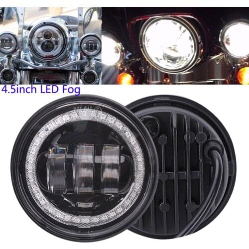 Led Foglight 4.5 inch Motorcycle Fog Lights With White Amber Halo Angle Eyes Round Led Motorcycle Fog Light Pair