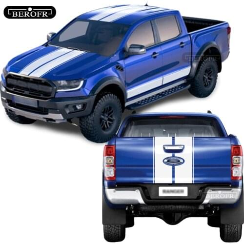 Vinyl Car Decals Sports Long Stickers Hood Side Door Roof Tailgate Stripe Graphic for Ford Ranger 2015 2016 2017 2018 1-5Pcs