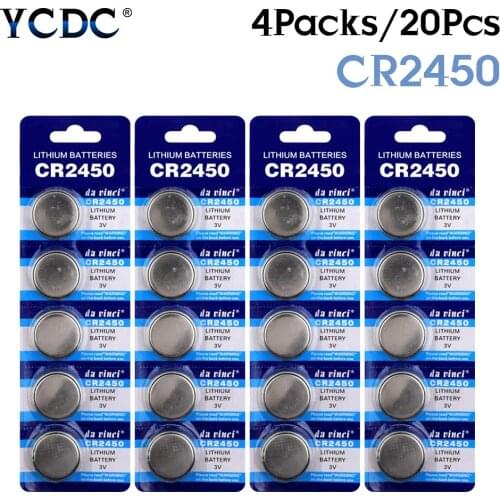 YCDC 20PCS Button Battery CR2450 Electronic Lithium Coin Cell Batteries 3V KCR2450 5029LC LM2450 Watch Toy Remote