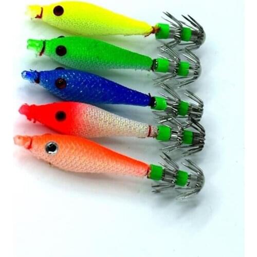 YJBYYX 5PCS / lot luminous squid hook software bait artificial squid hook fixture octopus cuttlefish shrimp
