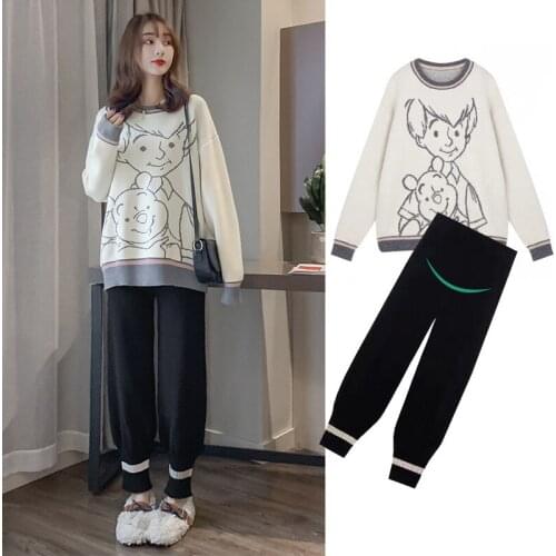 Pregnant womens winter suits winter loose models short cartoon sweaters winter thickening autumn winter models