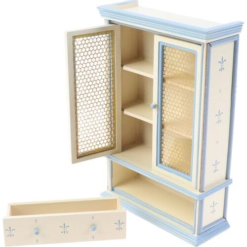1:12 Dollhouse Miniature Kitchen Furniture White Cupboards Display Cabinet Children Gift