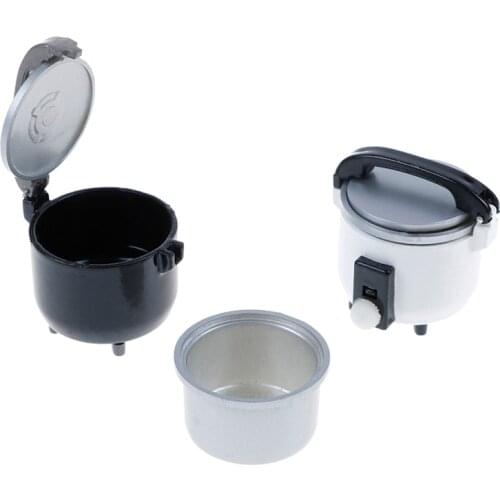 1:12 Miniature Metal White Black Rice Cooker Dollhouse Kitchen Accessories Doll House Toys for Children