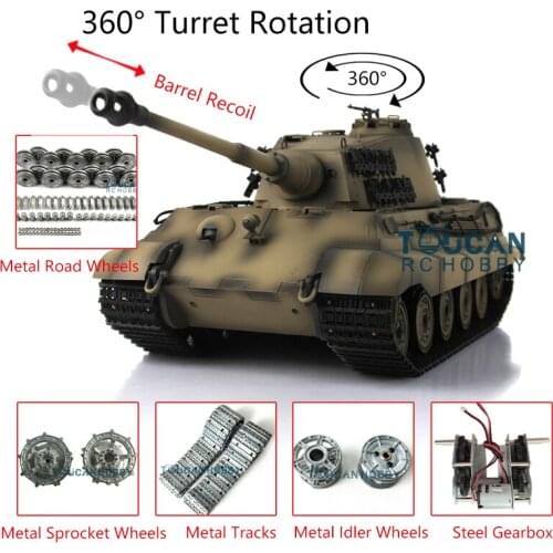1/16 Heng Long 7.0 3888A Customized King Tiger Barrel Recoil RC Tank Metal Wheels TH17571-SMT4
