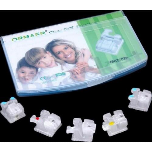 1set Dental ORMAER Orthodontic Clear Ceramic Self-ligating Brackets MBT 022 345H