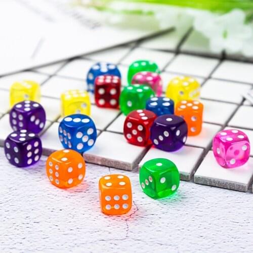 10PCS/Lot Dice Set Random Color High Quality Transparent Acrylic 6 Sided Dice For Club/Party/Family Games Free Shipping