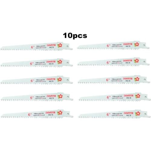 10 pcs Reciprocating Saw Blade 6''/150mm Jig Saw Blades For Wood Cutting Woodworking Tools power tool accessories