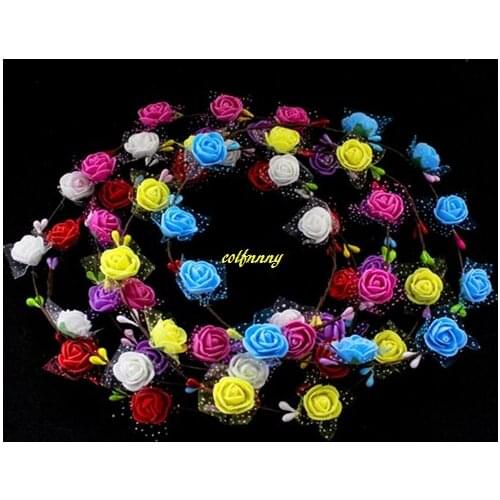 100pcs/lot 10 flower with Little Paper Plum blossom Flower Wreath Wedding party Women Lady girls Crown Headband Floral Garlands